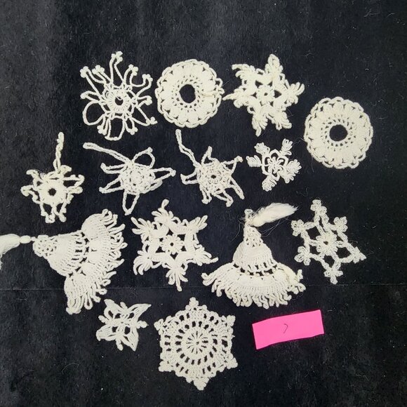 14 Handmade Crochet Snowflakes and Stars Christmas Ornaments Window Decor - Picture 8 of 8